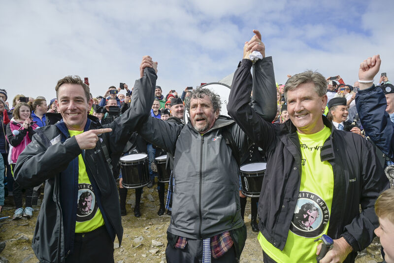 Charlie Bird pictured with RTÉ presenter Ryan Turbridy and singer Daniel O'Donnell who were among the many well-known faces that took part in the challenge. Picture: Michael Mc Laughlin/RollingNews.ie