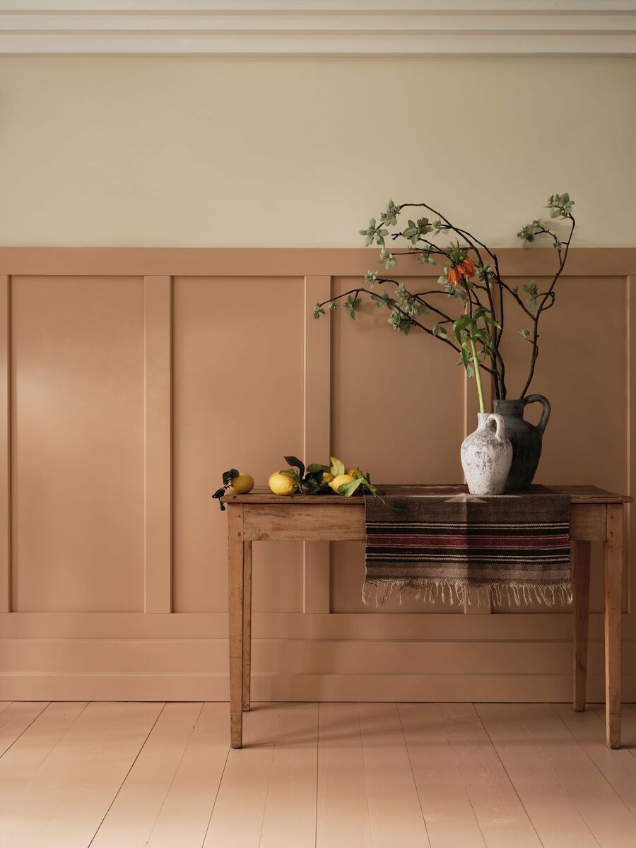  A lighter terracotta can work as a neutral while being warm and a companion colour to the green hues of plant life. Faded Terracotta paint is from the California Collection by Farrow &amp; Ball. €97 euros for 2.5l of Estate emulsion. Available from June at www.mcdonnellpaints.ie and B&amp;Q.