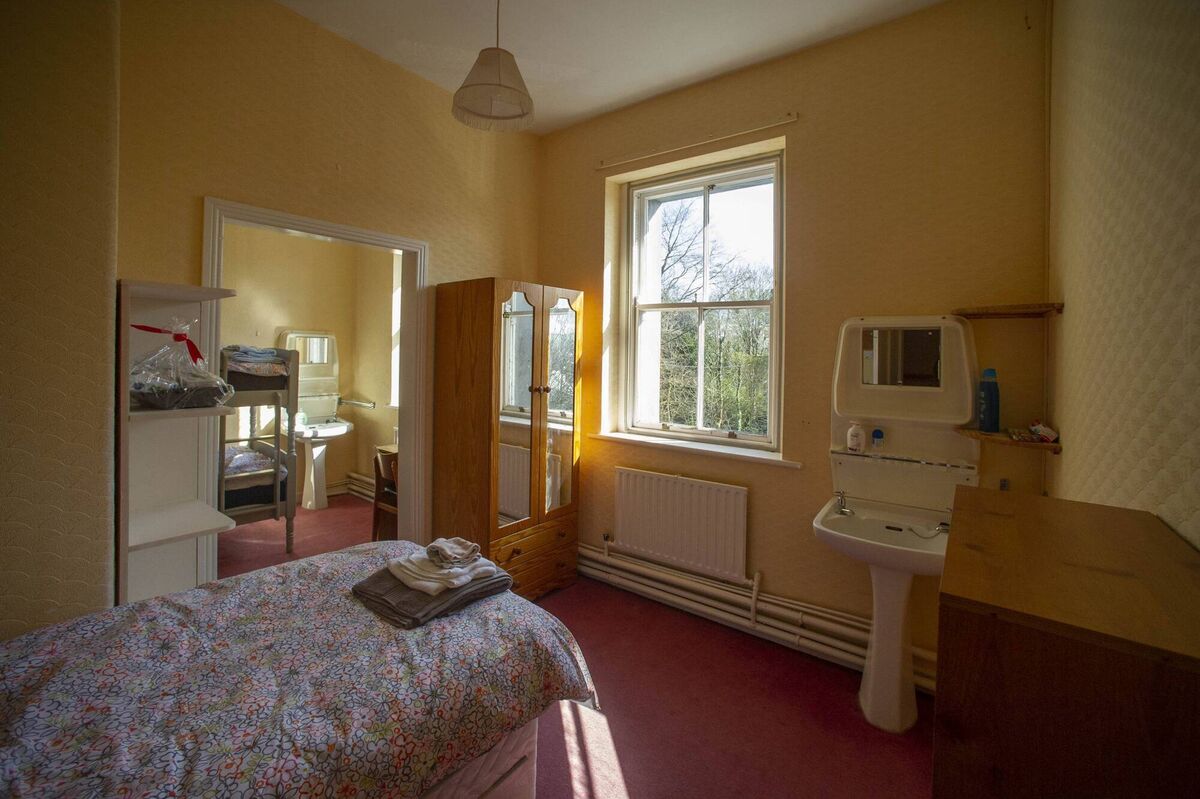 One of the family bedrooms prepared for Ukrainian refugees at the Presentation Convent in Fethard 