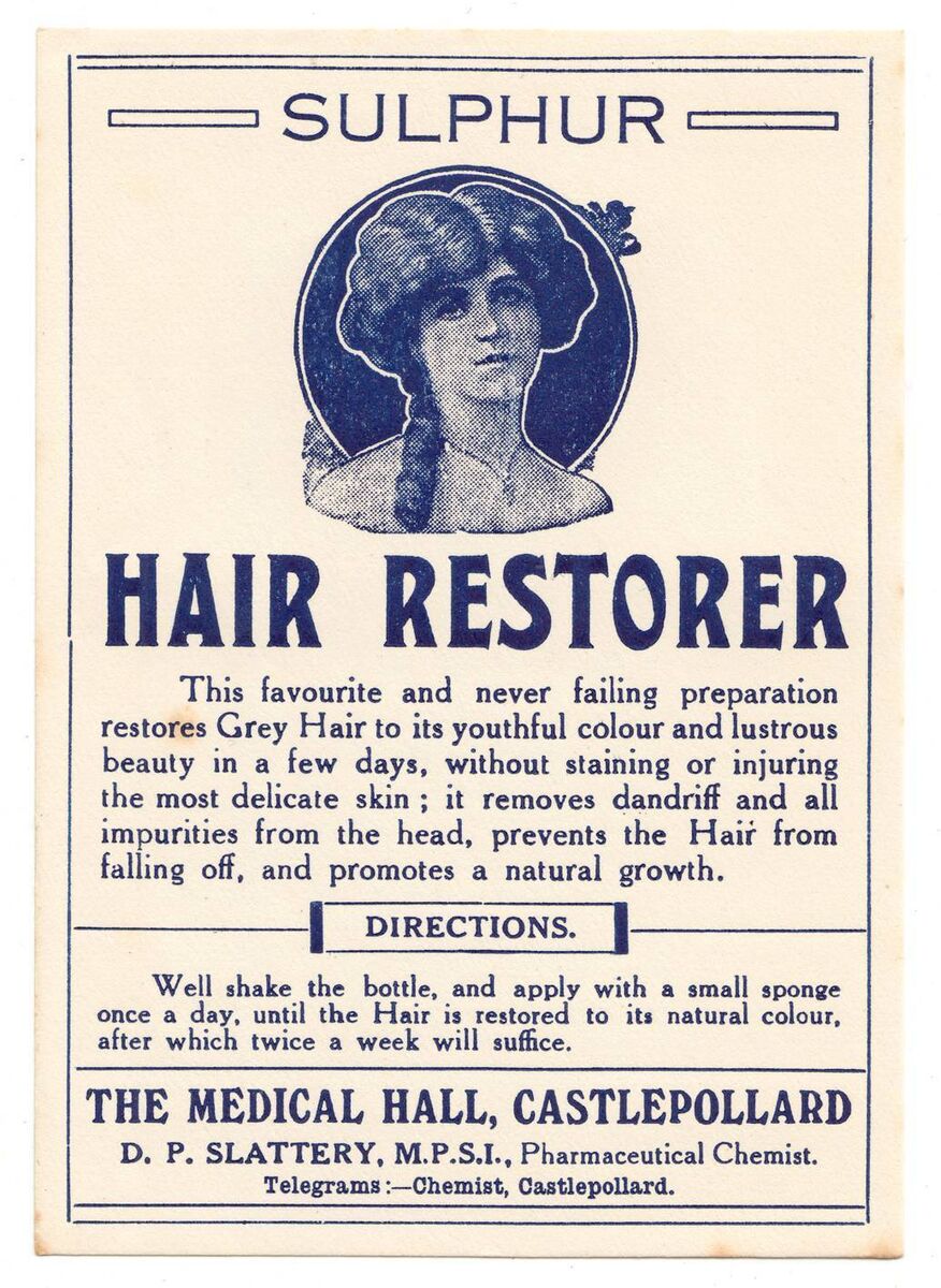 An ad for Hair Restorer from The Medical Hall, in Castlepollard 