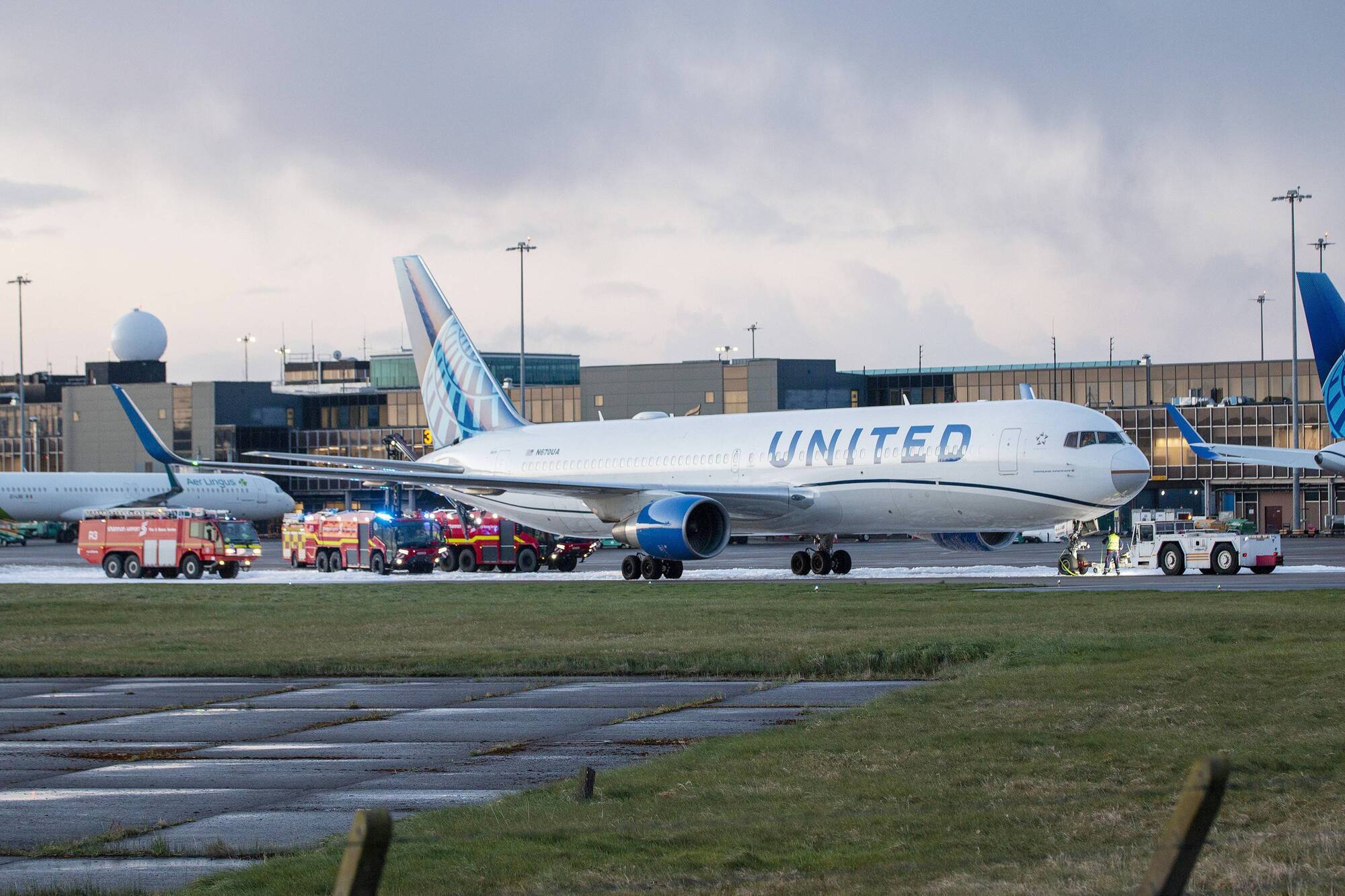 United Airlines jet catches fire after emergency landing at Shannon Airport