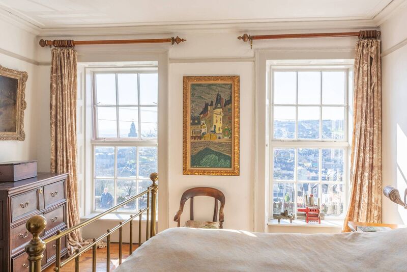 Bedroom at No 2 with city valley views