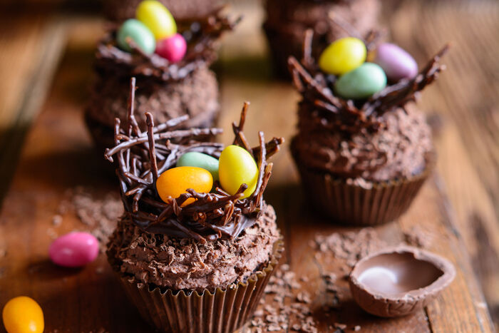 Chocolate pretzel nests