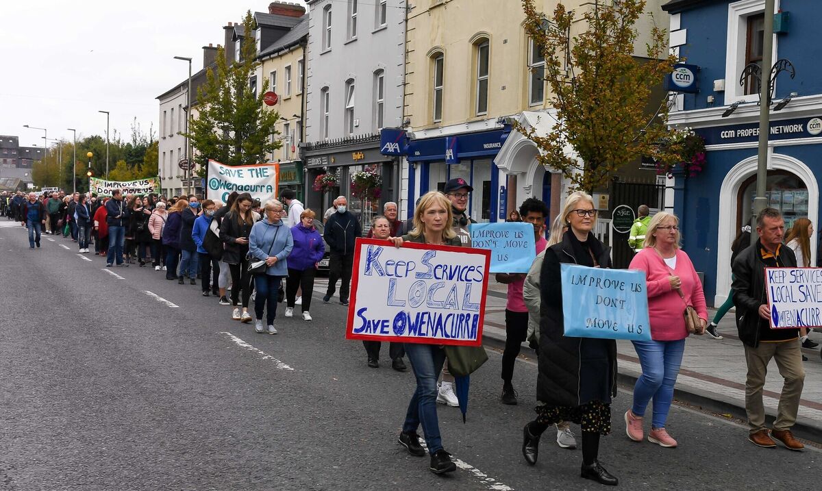  Marchers taking part in the public demonstration to protest against the proposed closure of the Owenacurra Mental Health facility in Midleton in October. Picture: David Keane