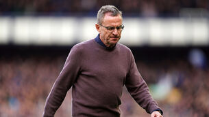 <p>Ralf Rangnick’s side were beaten by Everton (Martin Rickett/PA)</p>