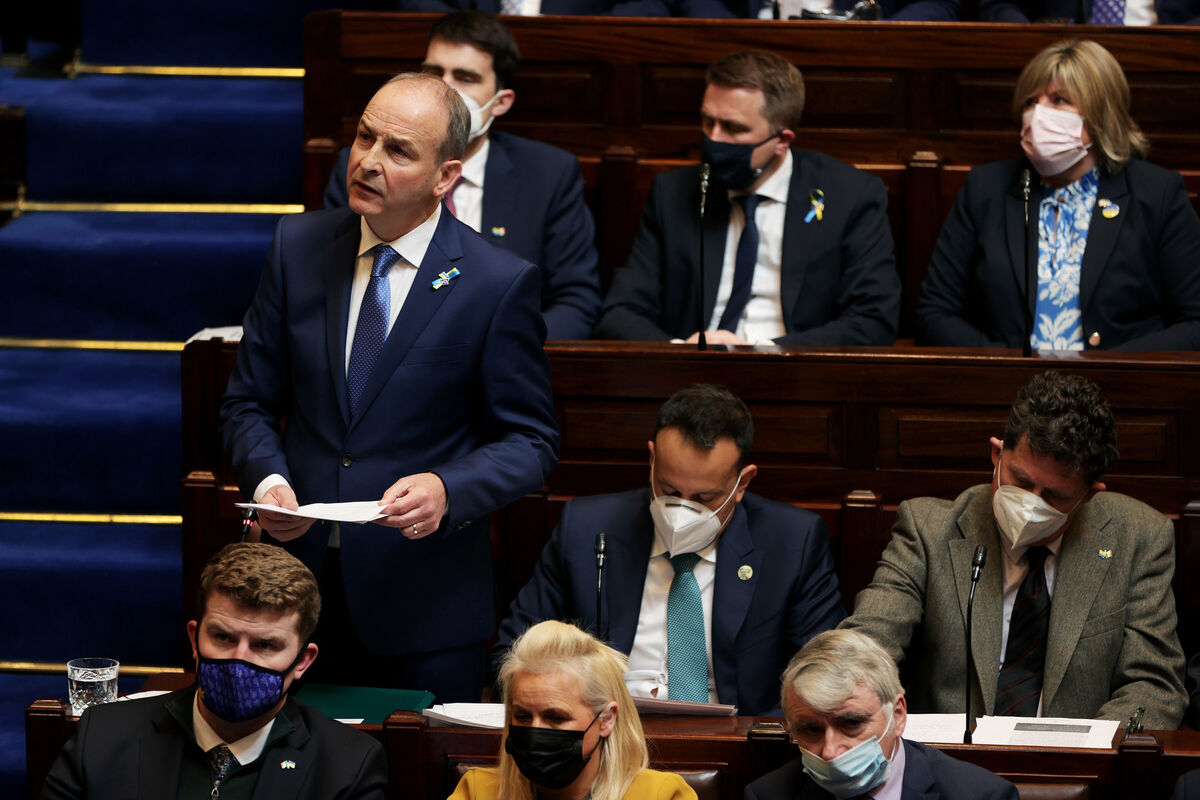 Taoiseach Micheál Martin led the responses after Ukraine's president Volodymyr Zelenskyy addressed a joint sitting of Dáil Éireann and Seanad Éireann. Picture: Maxwells/PA