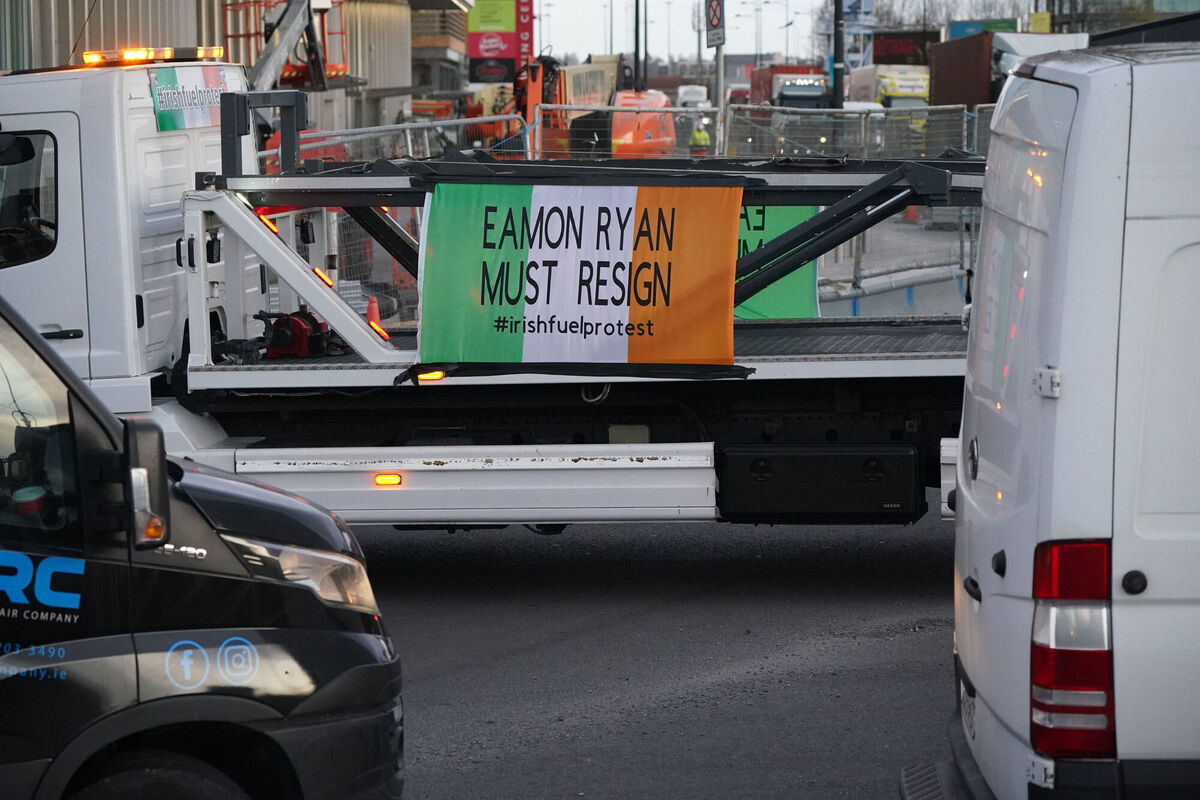 Hauliers and truckers protest near to Dublin Port. Picture: Niall Carson/PA Wire Hauliers and truckers protest near to Dublin Port. Picture: Niall Carson/PA Wire