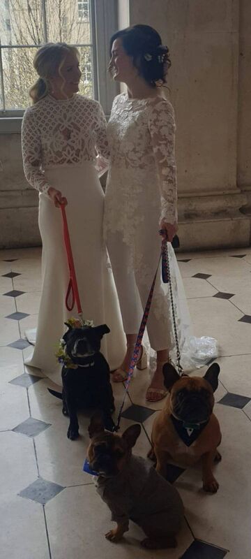 The happy couple with their pooches.