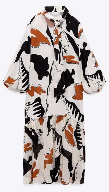 Printed midi dress, Zara, €69.95 Printed midi dress, Zara, €69.95
