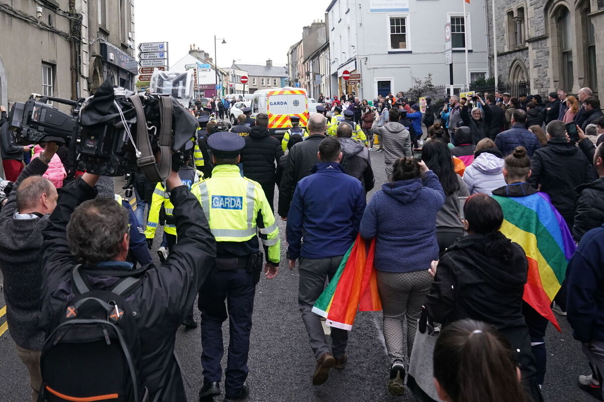 A Garda van leaves Sligo District Court carrying Yousef Palani. Photo: Brian Lawless/PA
