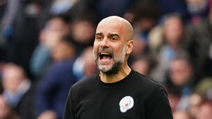 Pep Guardiola is hoping to rouse his Manchester City side for Saturday’s Wembley date with Liverpool (Martin Rickett/PA)