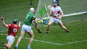 <p>Kyle Hayes of Limerick scoring his side's first goal during the Munster SHC Round 1 against Cork at Páirc Uí Chaoimh </p>