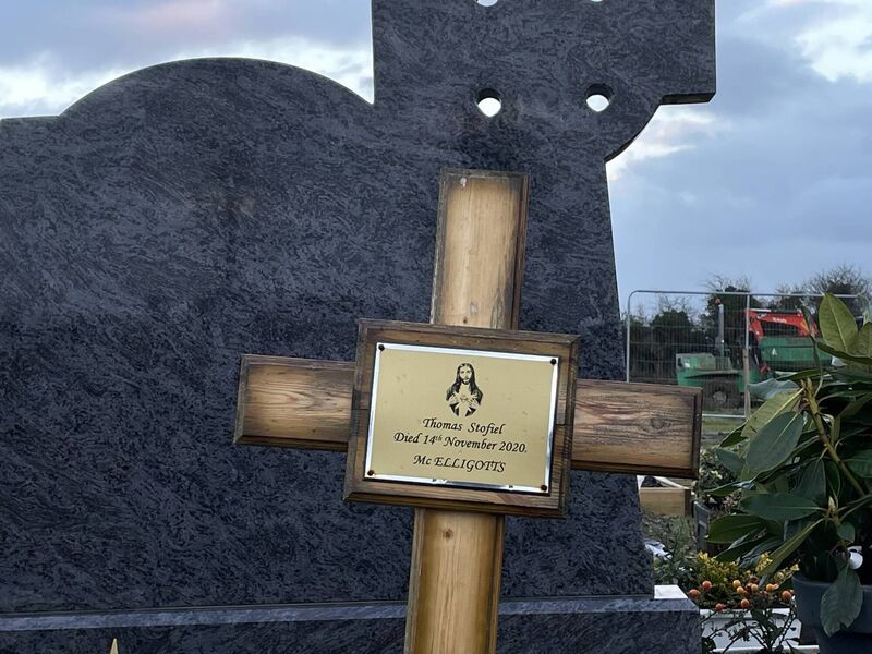 The current headstone marking the plot in Rath Cemetery in Tralee where Thomas Stofiel was laid to rest.