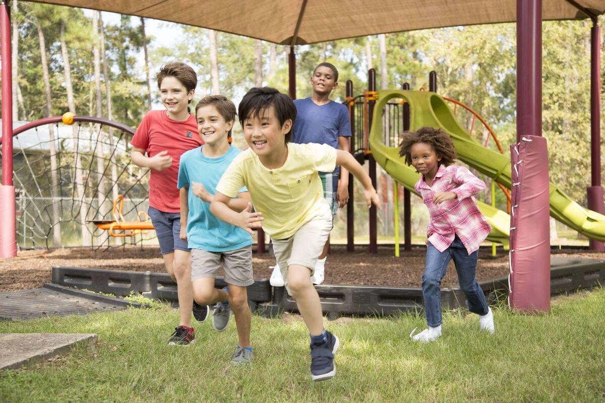 School children playing on a playground. Only a small minority of children in Ireland get enough exercise, according to national physical activity guidelines