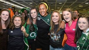Supporters welcome home Irish Womens Rugby World Cup team