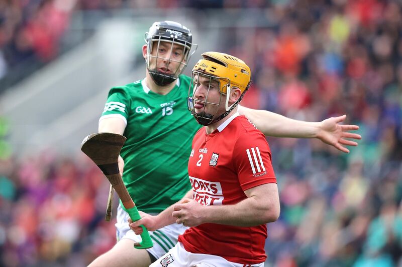 EYES ON THE PRIZE: Limerick's Graeme Mulcahy and Niall O’Leary of Cork at Pairc Ui Chaoimh in the Munster SHC opener. EYES ON THE PRIZE: Limerick's Graeme Mulcahy and Niall O’Leary of Cork at Pairc Ui Chaoimh in the Munster SHC opener.