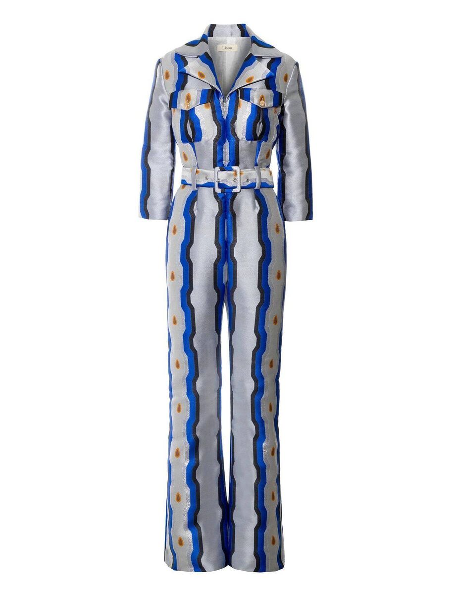 ‘Jade’ grey blue link print jacquard jumpsuit, Lisou, €660
