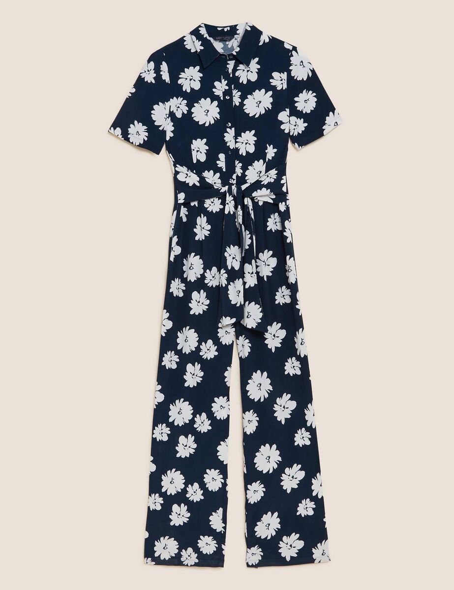 M&amp;S Collection floral belted short sleeve jumpsuit, M&amp;S, €60
