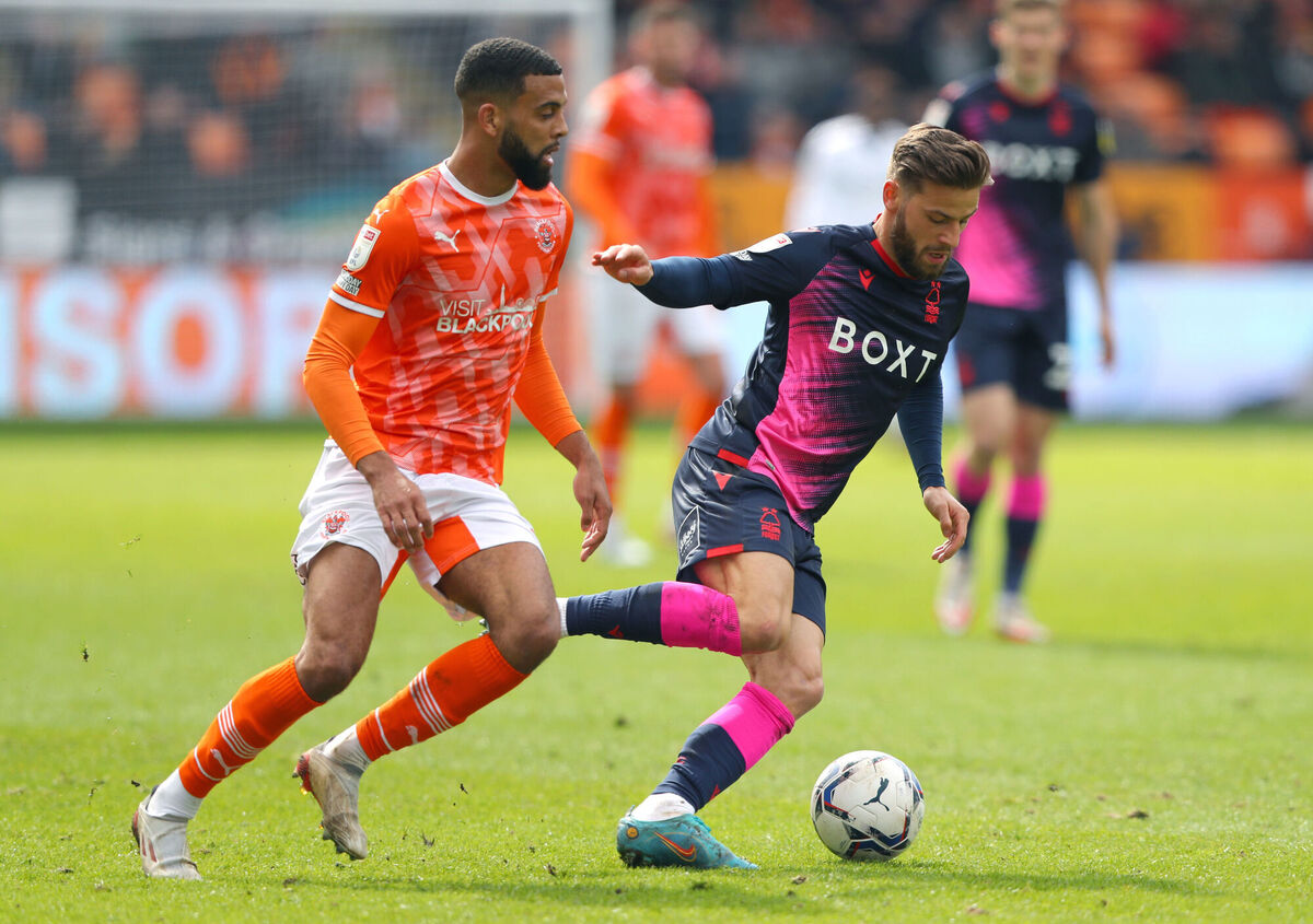 In the frame: Blackpool's CJ Hamilton (left) has been impressing observers, among them STephen Kenny. Photo: Tim Markland/PA Wire. In the frame: Blackpool's CJ Hamilton (left) has been impressing observers, among them STephen Kenny. Photo: Tim Markland/PA Wire.