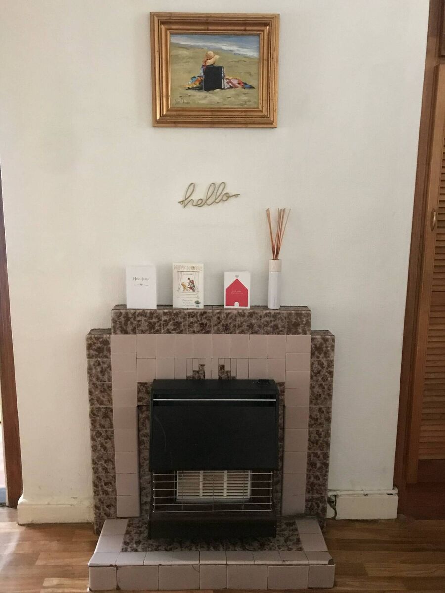 The art deco fireplace. The art deco fireplace.
