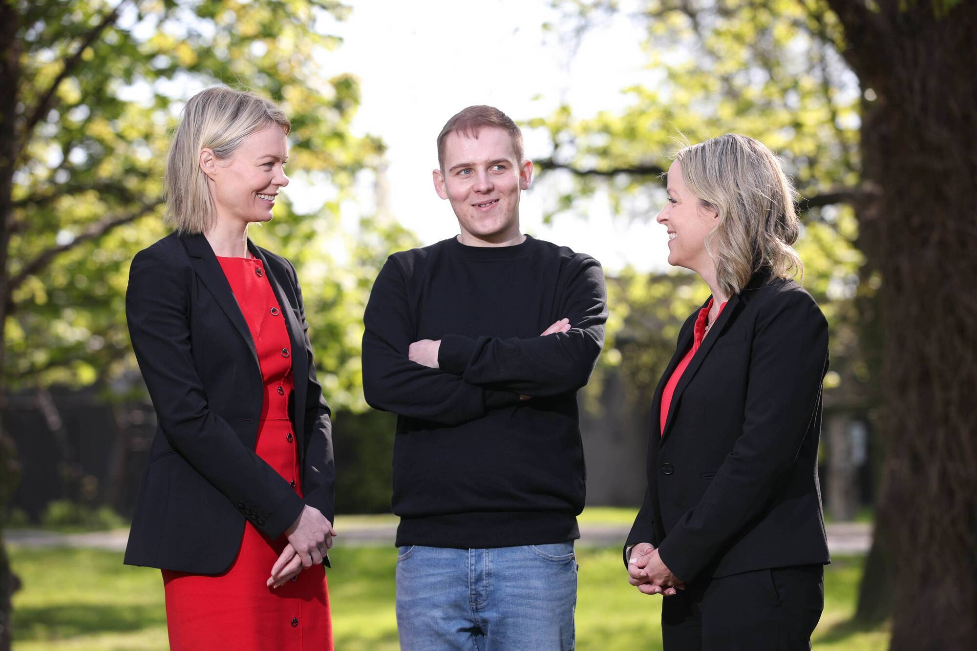 Martin Malinowski with his consultants Dr Emer Joyce, transplant cardiologist at the Mater Hospital, and Dr Zita Galvin, transplant hepatologist at St Vincent’s University Hospital. Picture: Julien Behal