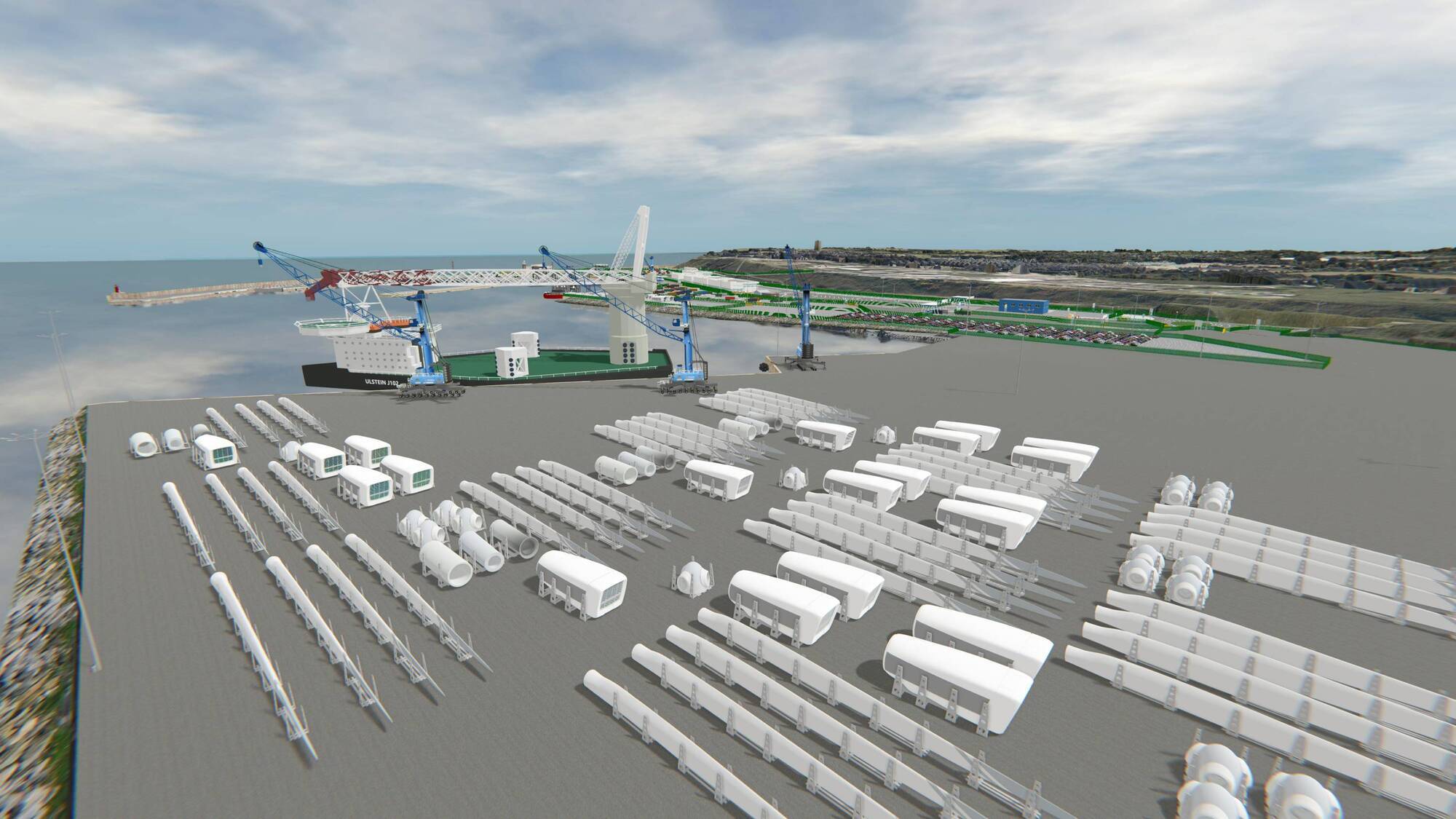 CGI image of the Offshore Renewable Energy hub at Rosslare Europort.