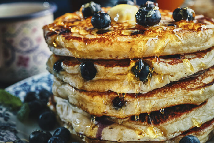 Apple and blueberry pancakes