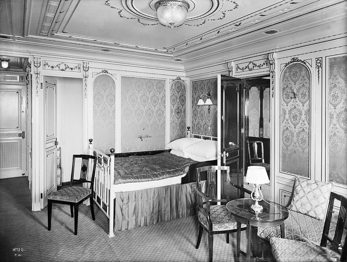 The B Deck Parlour Suite on the Titanic with touches of French rococo splendour, the sort of thing cooked up in every fashionable country manor in Ireland and England at the time. Picture: Wiki/Robert Welsh