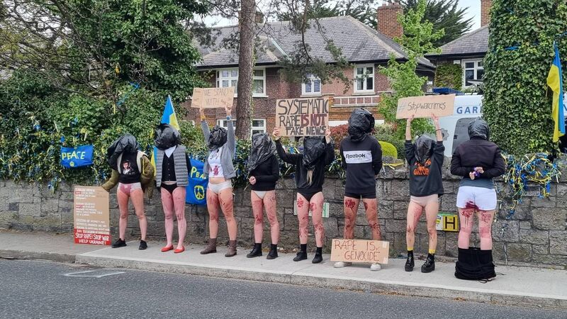 Protest outside Russian embassy over rape allegations in Ukraine Protest outside Russian embassy over rape allegations in Ukraine