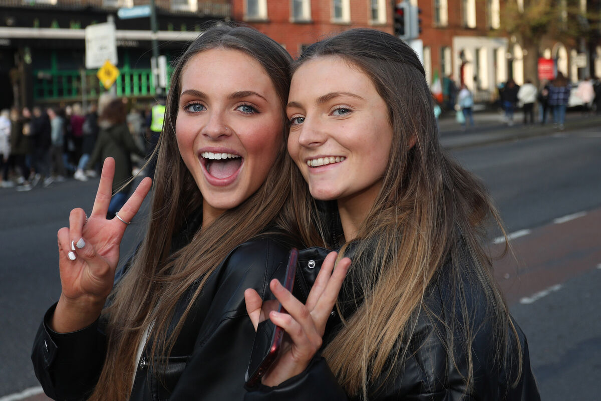 Fans Ellie Gaire, Aoibheann Stokes from Lucan Dublin arriving for the Ed Sheeran concert at Croke Park Stadium Dublin this evening as he kicks off his much-anticipated Mathematics tour across the country. Picture:  Conor Ó Mearáin / Collins Photos