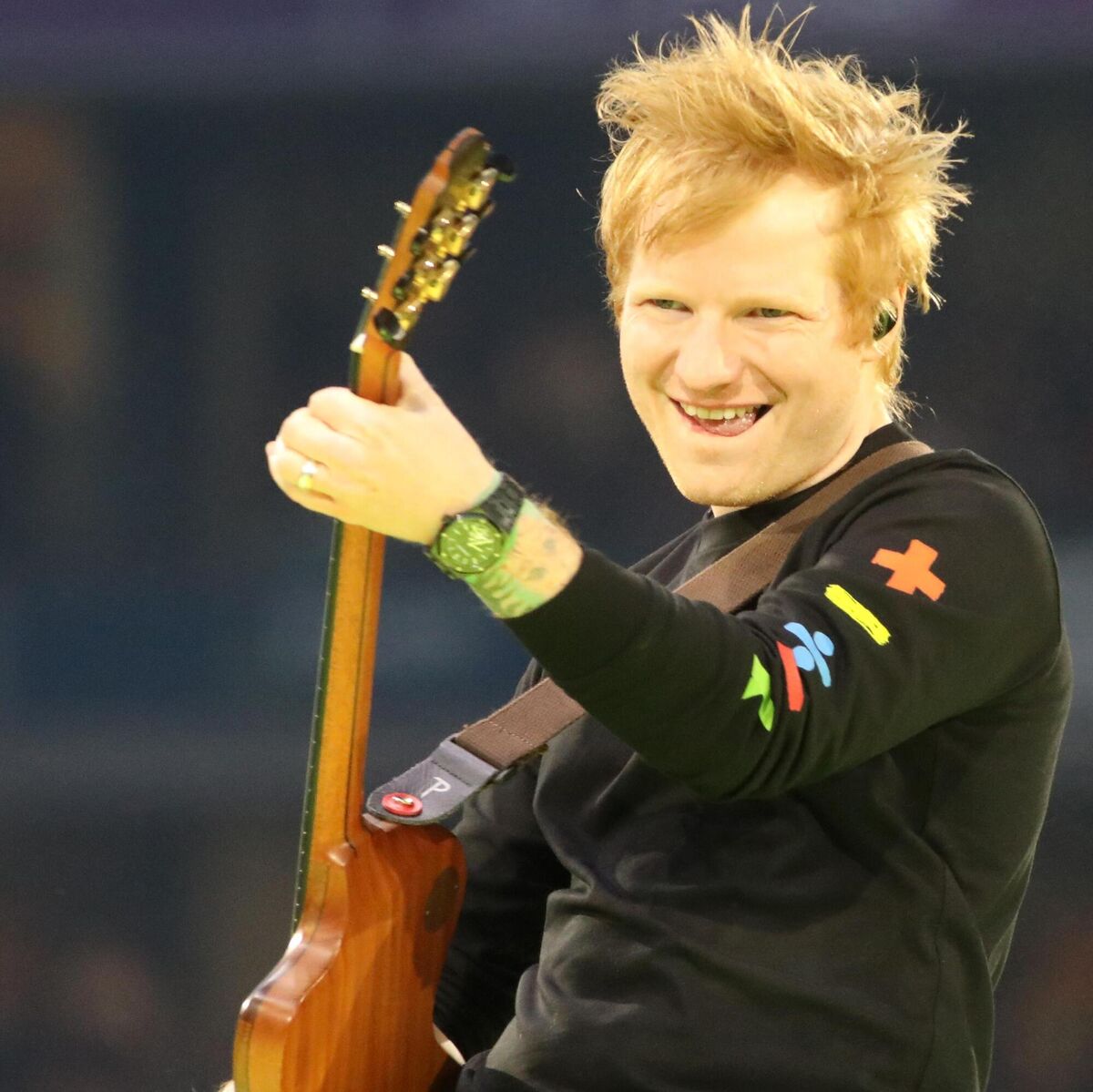 Singer Ed Sheeran singing at his Concert in Croke Park tonight. Picture: Leah Farrell/RollingNews.ie