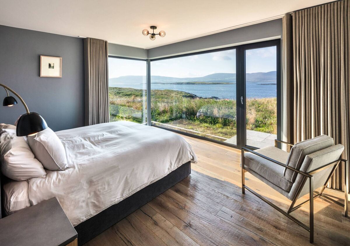 A bedroom overlooking the west Cork vista. 