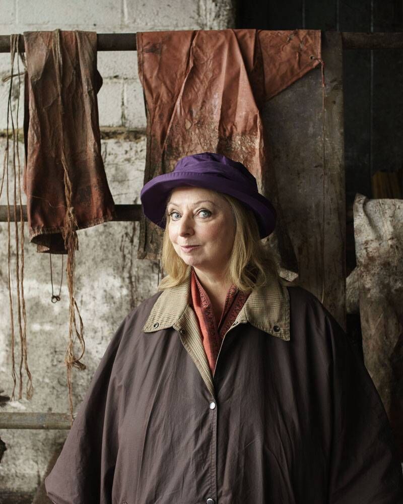 Skin in the game: Dame Hilary Mantel visiting a tannery during the filming of Return to Wolf Hall