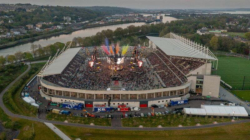An aerial view of Páirc Uí Chaoimh and the River Lee as Ed Sheeran kicked off the first of two Mathematics Tour gigs in Cork in front of 35,000 fans. Picture: Cian O'Regan An aerial view of Páirc Uí Chaoimh and the River Lee as Ed Sheeran kicked off the first of two Mathematics Tour gigs in Cork in front of 35,000 fans. Picture: Cian O'Regan