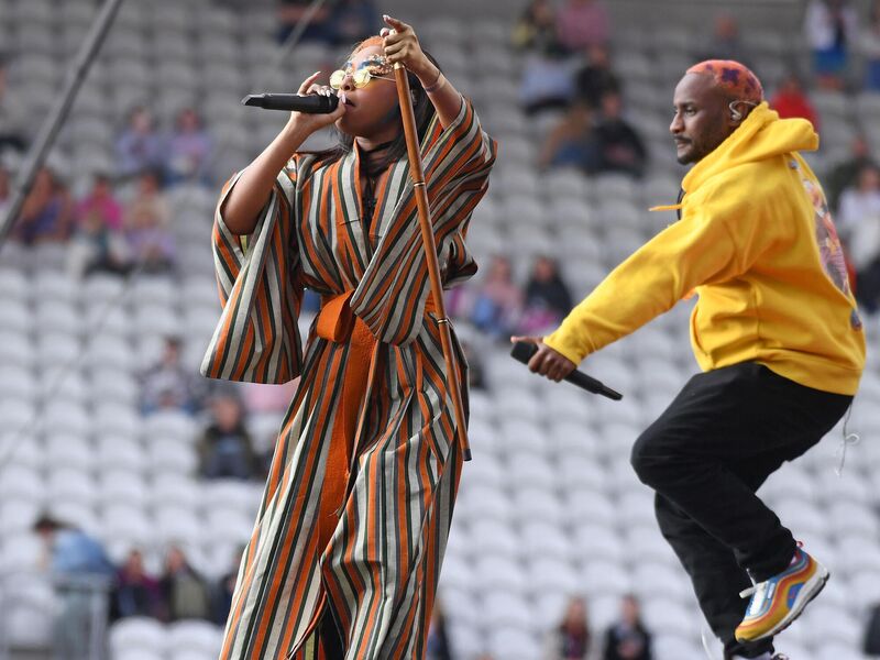 Denise Chaila on stage with fellow rapper GodKnows as they opened proceedings for the Ed Sheeran concert at Pairc Ui Chaoimh. Picture: Eddie O'Hare Denise Chaila on stage with fellow rapper GodKnows as they opened proceedings for the Ed Sheeran concert at Pairc Ui Chaoimh. Picture: Eddie O'Hare