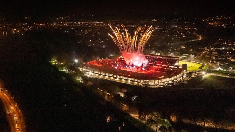 Fireworks illuminate Páirc Uí Chaoimh as Ed Sheeran concluded the first of two Mathematics Tour gigs in Cork. Picture: Cian O'Regan Fireworks illuminate Páirc Uí Chaoimh as Ed Sheeran concluded the first of two Mathematics Tour gigs in Cork. Picture: Cian O'Regan