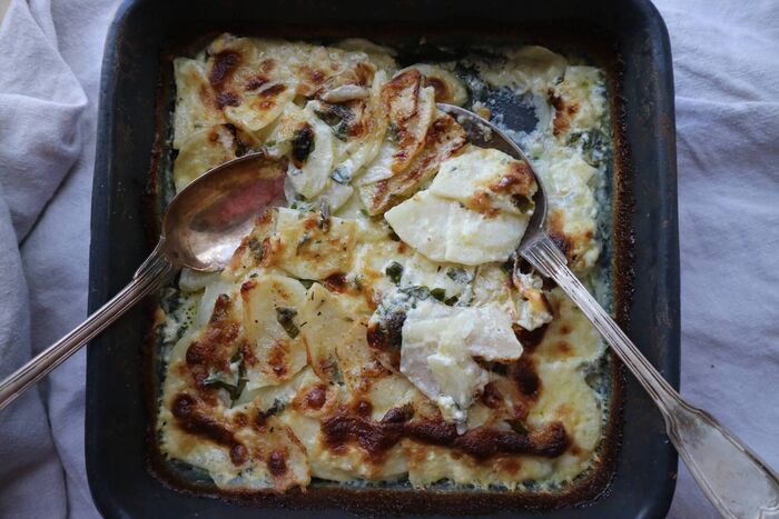 Potato and celeriac gratin