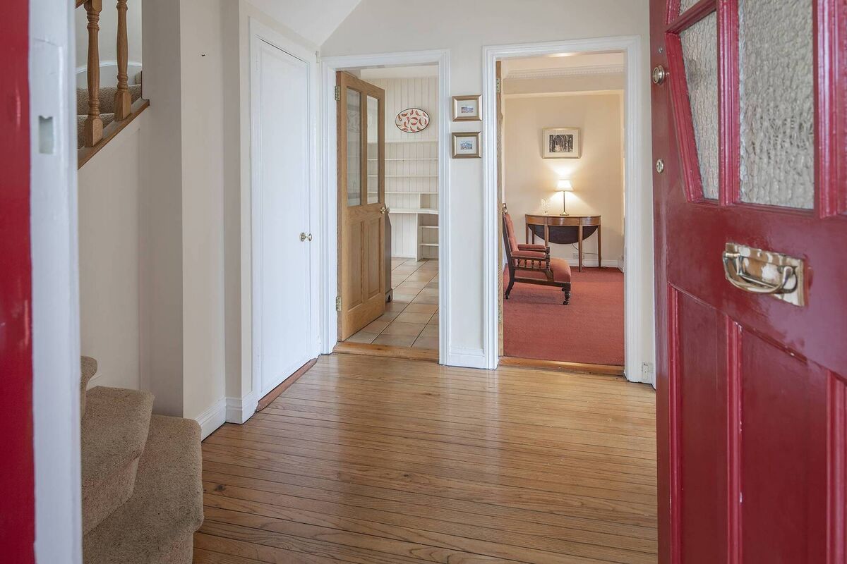 Inviting entrance is to the side