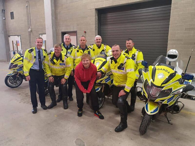 Gardaí escorting Ed Sheeran to Páirc Uí Chaoimh. Picture via An Garda Síochána Southern Region on Facebook.
