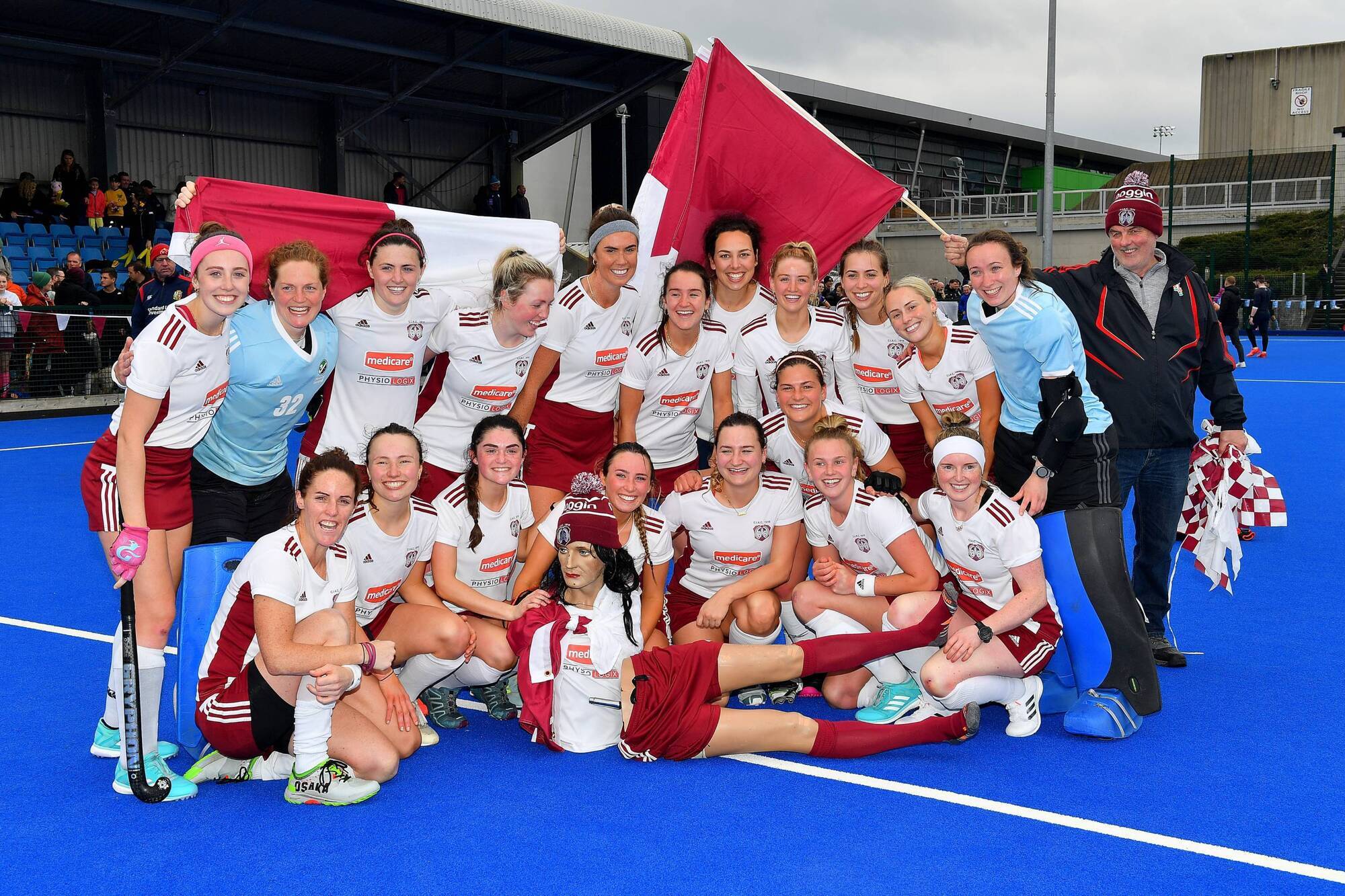 Catholic Institute celebrate their Irish Senior Cup final win. Picture Adrian Boehm
