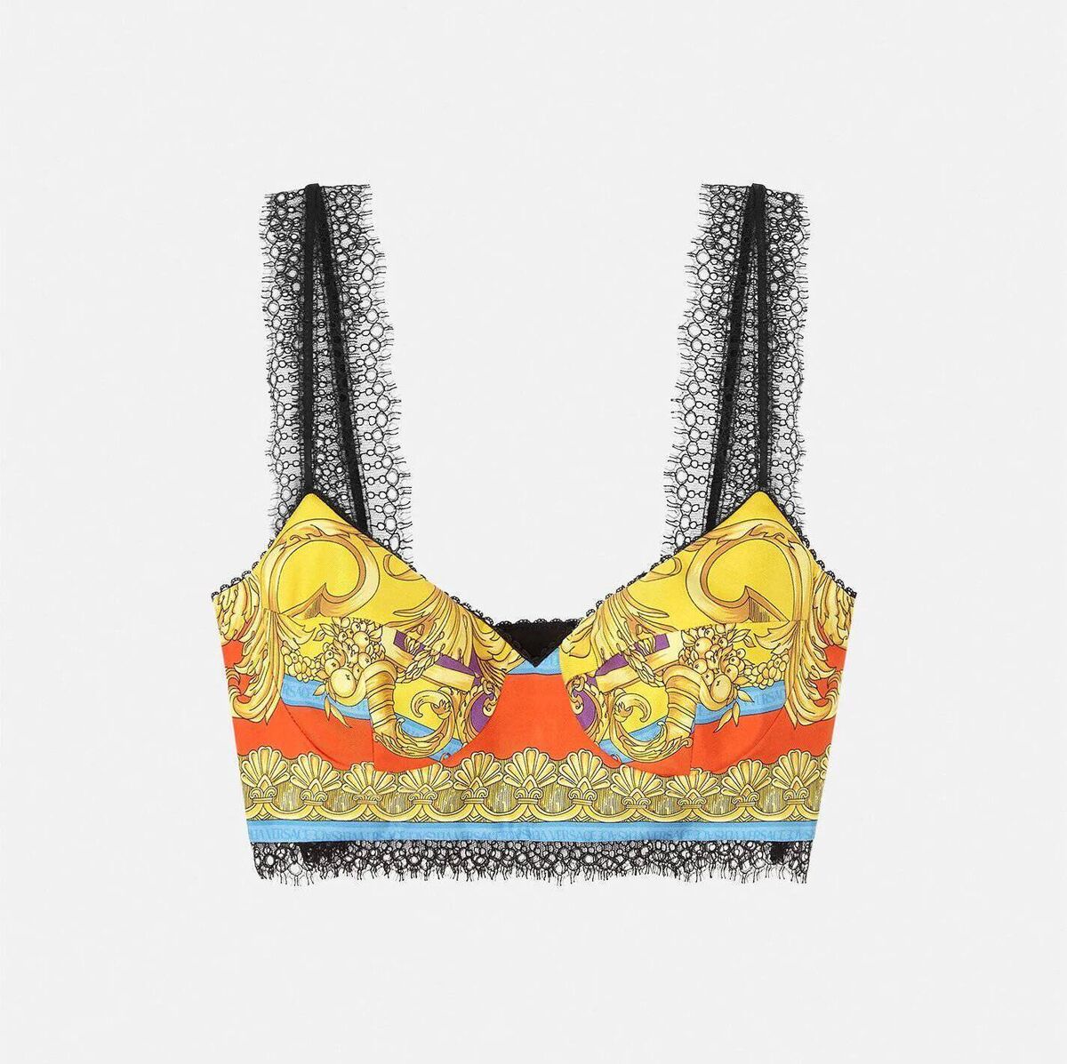 Barocco ‘Goddess’ bralette top, Versace, €690 Barocco ‘Goddess’ bralette top, Versace, €690