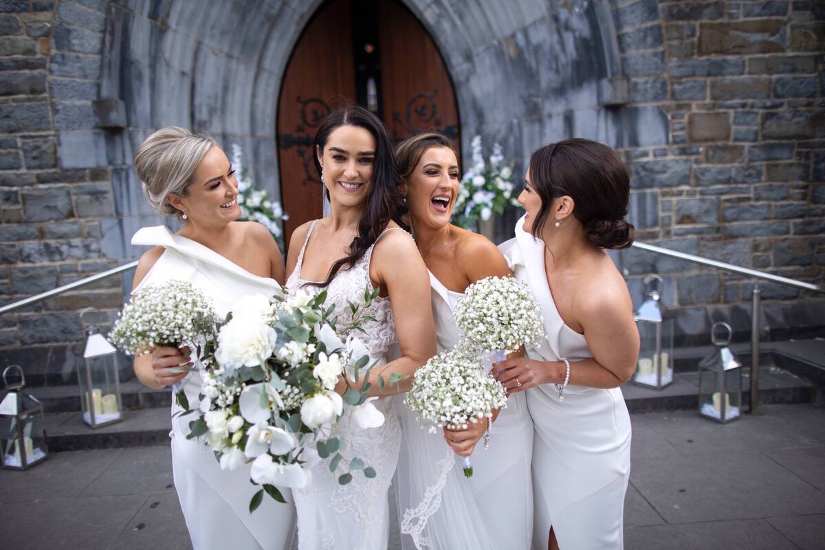 Marie Morris with her bridal party Marie Morris with her bridal party