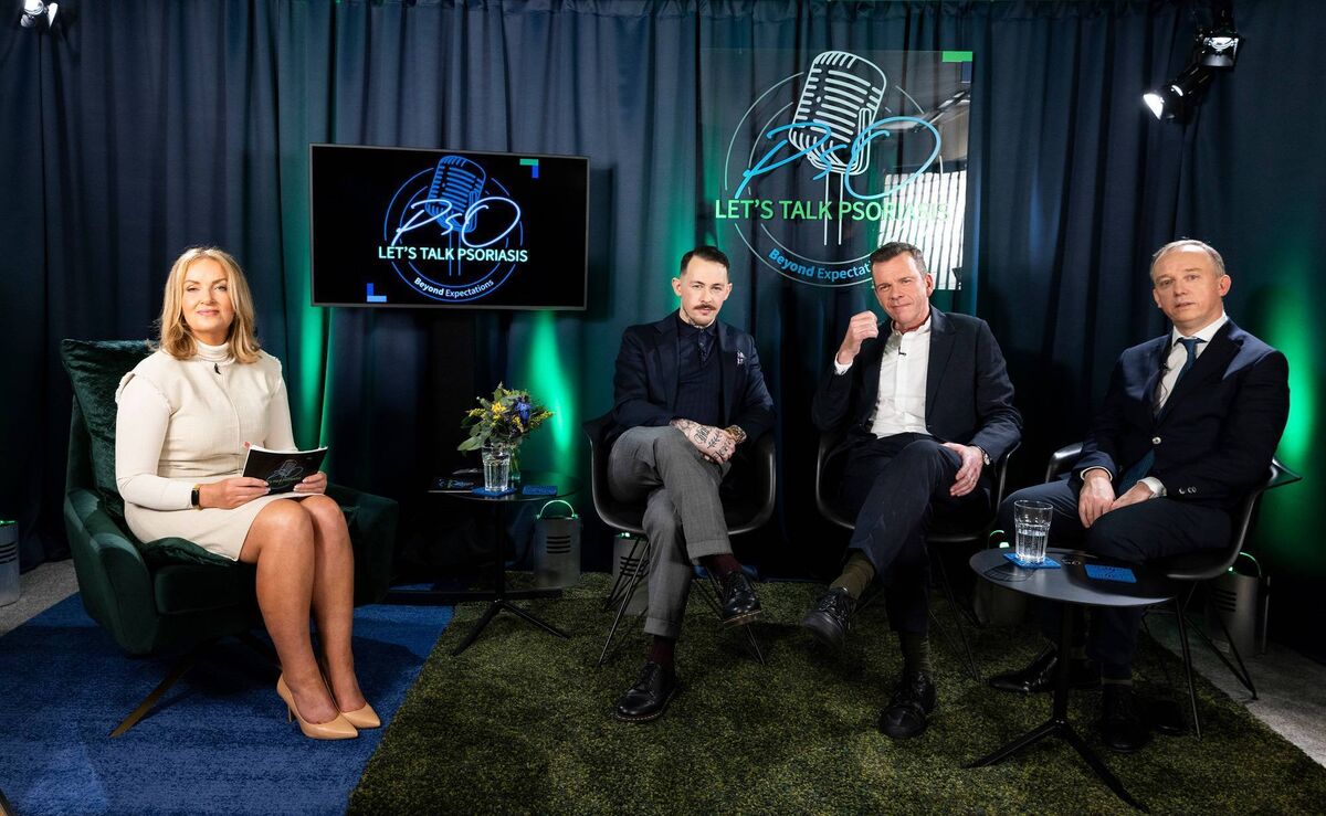 Brian Kirby and Paul D'Alton who feature alongside broadcaster, Dr Ciara Kelly, and Damien Broderick, who is living with psoriasis, in the PsO Let's Talk Psoriasis video and podcast series by Janssen Sciences Ireland UC.