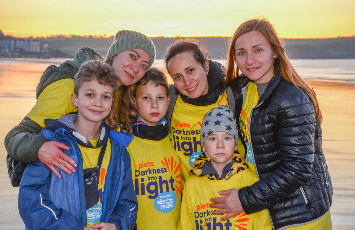 Lesya Mozghova and Family from Ukraine, staying in the Old Imperial Hotel, who took part in the recent Youghal Darkness into Light. . Picture: Howard Crowdy