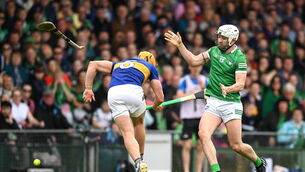 <p>8 May 2022; Aaron Gillane of Limerick in action against Ronan Maher of Tipperary during the Munster GAA Hurling Senior Championship Round 3 match between Limerick and Tipperary at TUS Gaelic Grounds in Limerick. Photo by Stephen McCarthy/Sportsfile</p>