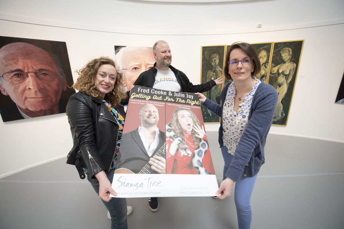 Comedians Julie Jay and Fred Cooke with Emma Mahony from ADAPT Kerry Comedians Julie Jay and Fred Cooke with Emma Mahony from ADAPT Kerry