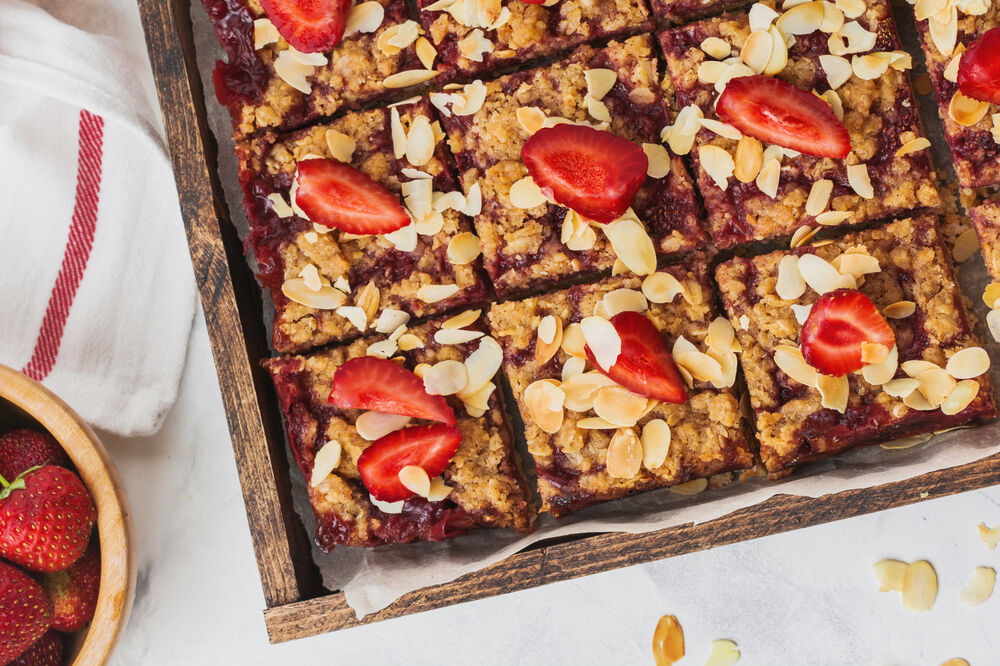Apple and strawberry oat squares