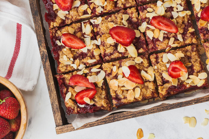 Apple and strawberry oat squares