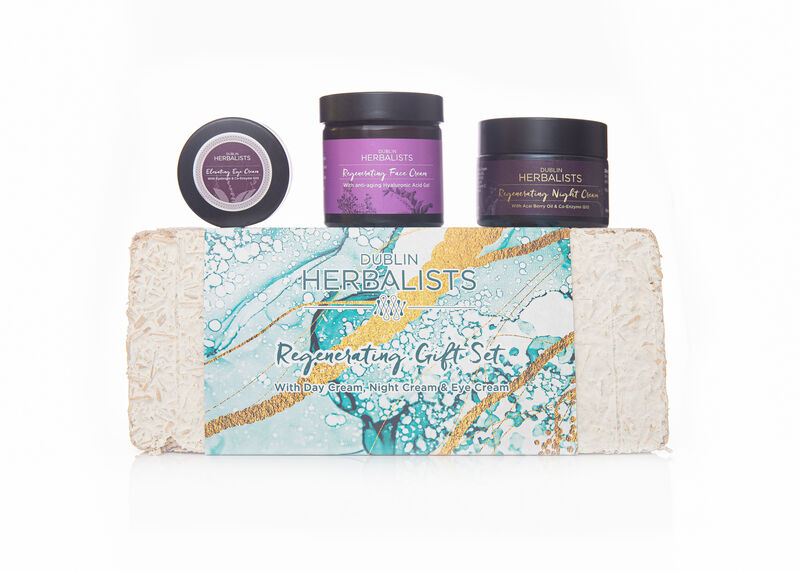 The Regenerating Gift Set by Dublin Herbalists comes packed in biodegradable packaging made from mycelium The Regenerating Gift Set by Dublin Herbalists comes packed in biodegradable packaging made from mycelium