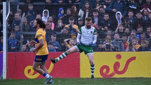 <p>Limerick goalkeeper Donal O'Sullivan celebrates after Cian O'Dea of Clare missed his penalty in the Munster SFC quarter-final penalty shoot-out at Cusack Park in Ennis last month. Photo by Piaras Ó Mídheach/Sportsfile</p>